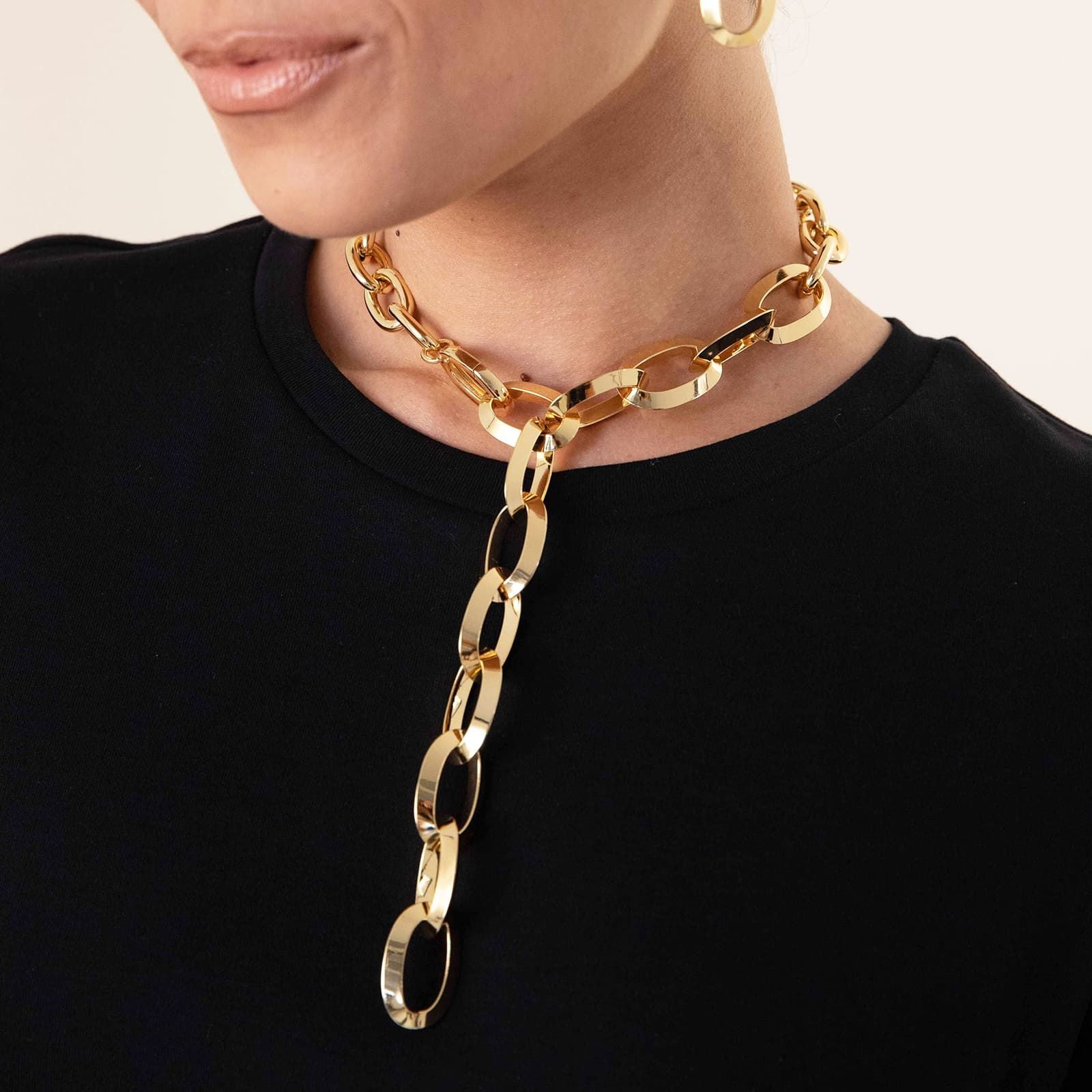Collana Donna Unoaerre Bronzo Dorato Maxi Maglie Ovali 532018