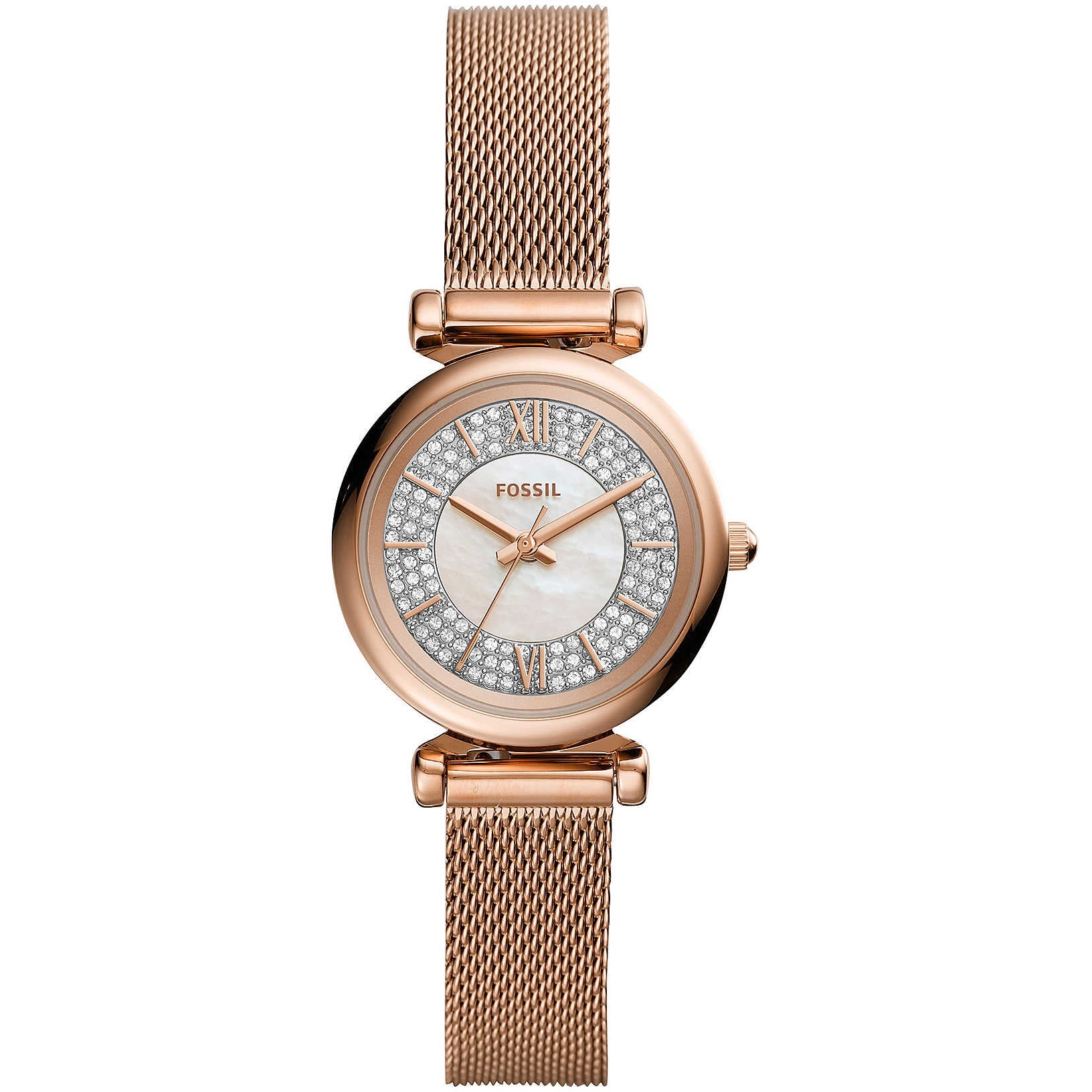 Orologio Donna Fossil acciaio Rosa Carlie Mini cinturino milano ES4836