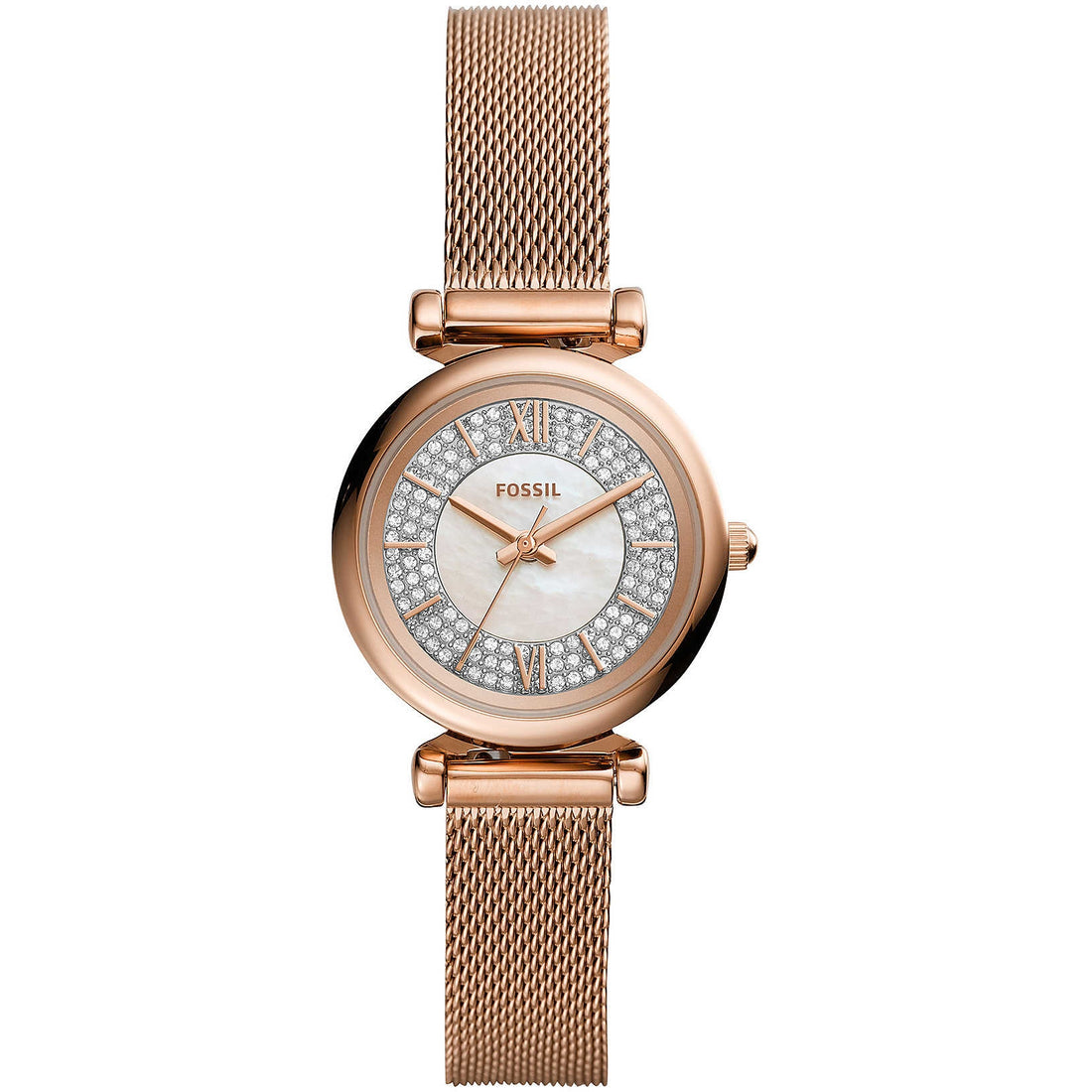 Orologio Donna Fossil acciaio Rosa Carlie Mini cinturino milano ES4836