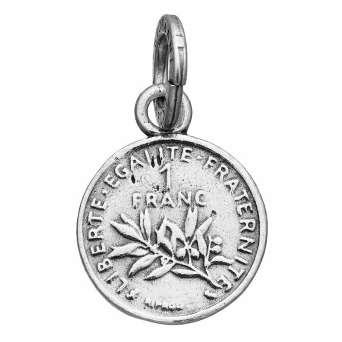 Charm Unisex Giovanni Raspini Argento 925 Moneta Da 1 Franco Realizzato A Mano 06471