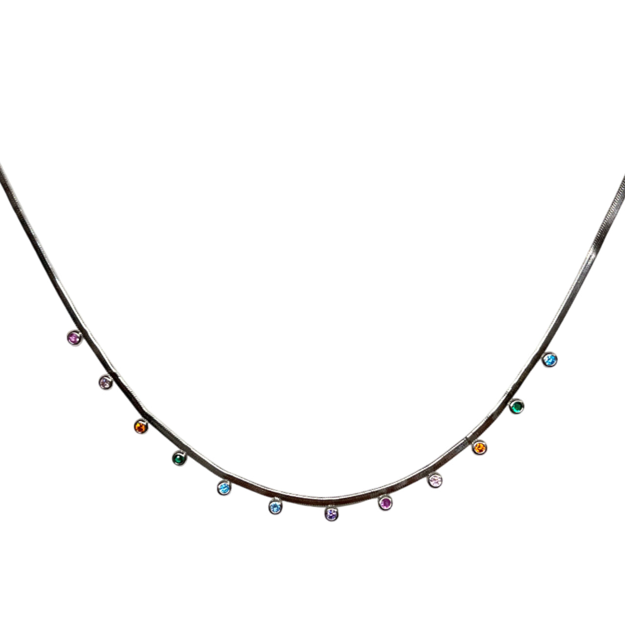 Collana Donna Re Mida Snake Argento Zirconi Colorati Choker-2