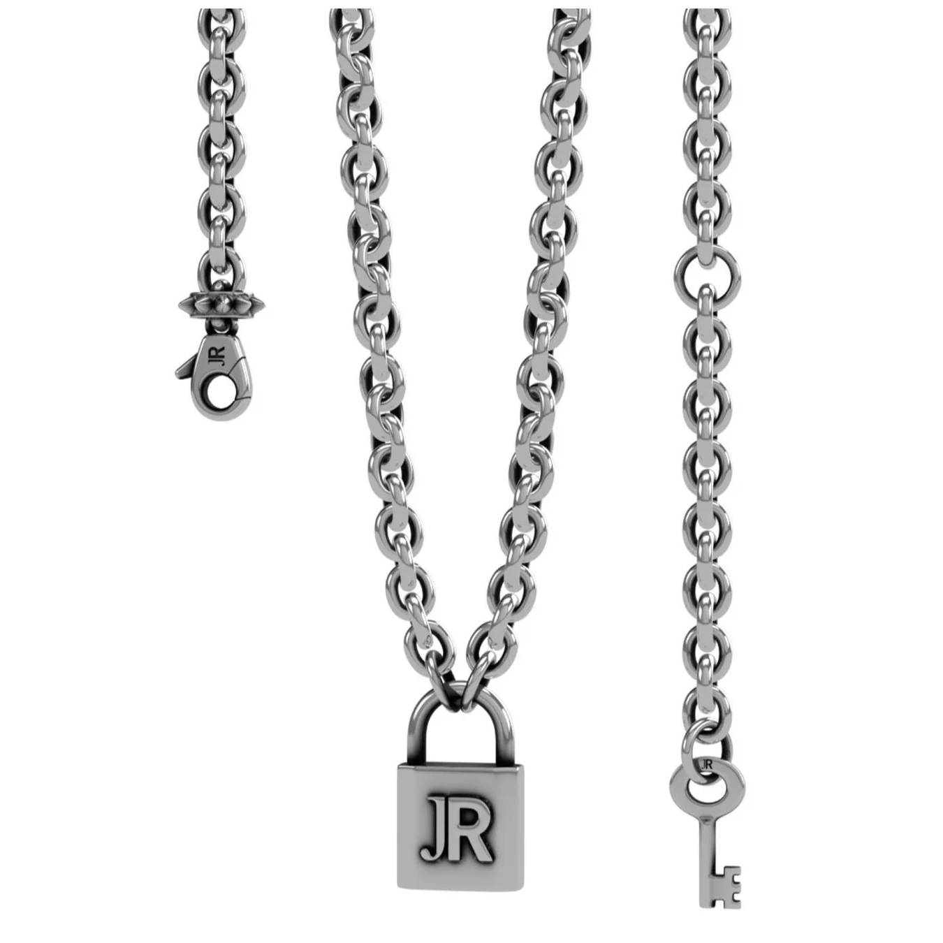 Collana Uomo John Richmond lucchetto e chiave Bronzo Argentato JREP14BW