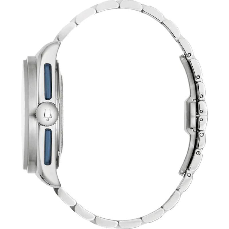 Orologio Uomo Bulova Lunar Pilot Acciaio Quarzo Cronografo Panda Bianco Blu 98A305