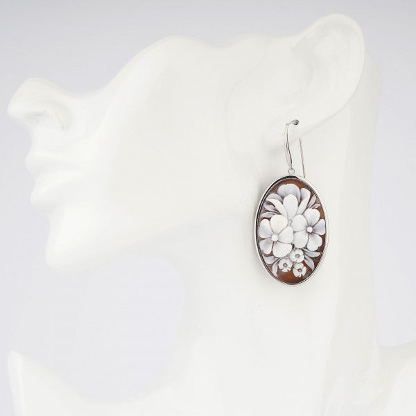 Orecchini Donna Cameo Italiano Argento Rosè 925 Bouquet Fiori O201H-B