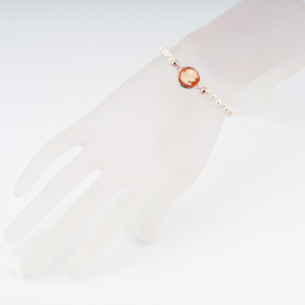 Bracciale Donna Cameo Italiano Argento Rosè 925 Dea Perle B3P-R