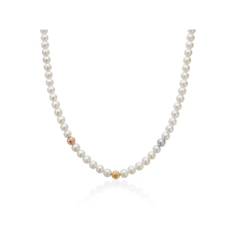 Collana Donna Girocollo Perle Miluna 5,5-6 mm Biglie Oro Bianco, Giallo e rosa  PCL5631V