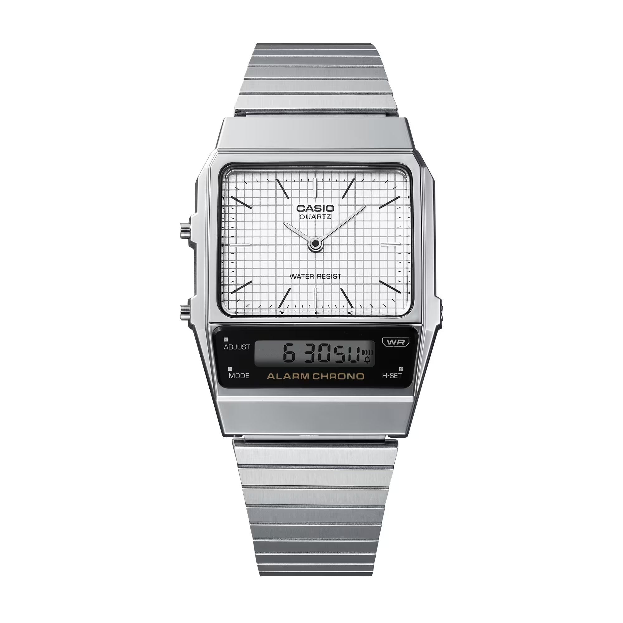 Orologio Unisex Casio Vintage Acciaio Quarzo Analogico Digitale Bianco AQ-800E-7AEF
