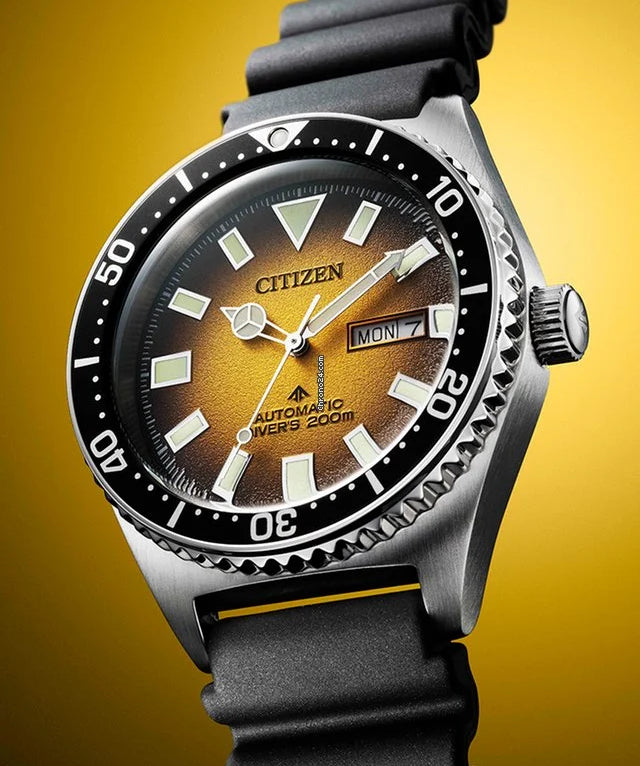 Orologio Uomo Citizen Promaster Automatico Gomma Nero Giallo Acciaio NY0120-01X
