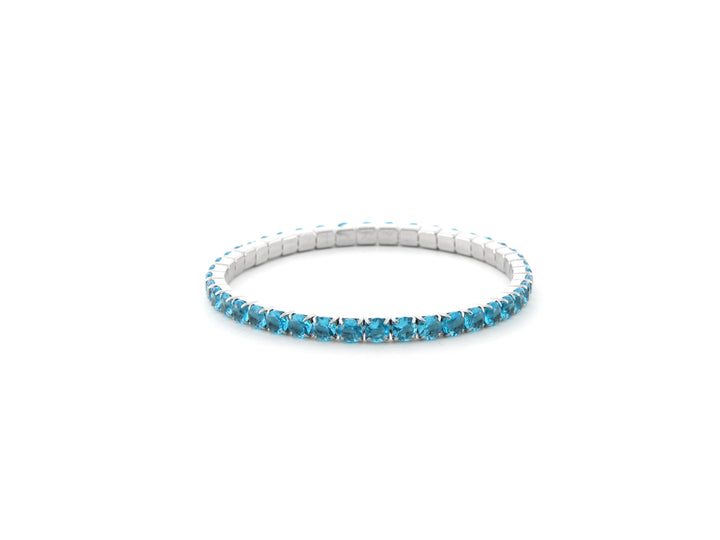 Bracciale Donna 4US Cesare Paciotti Tennis Acciaio Zirconi Celesti  a molla 4UBR6662W