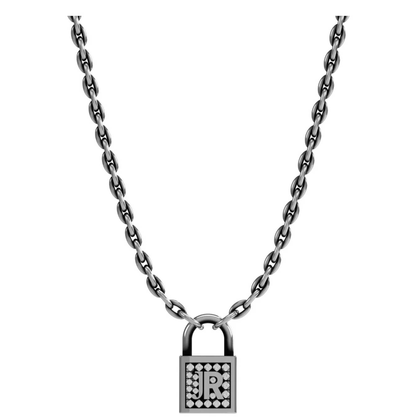 Collana Unisex John Richmond Lucchetto Diamanti Bronzo Argentato JRLP02BW