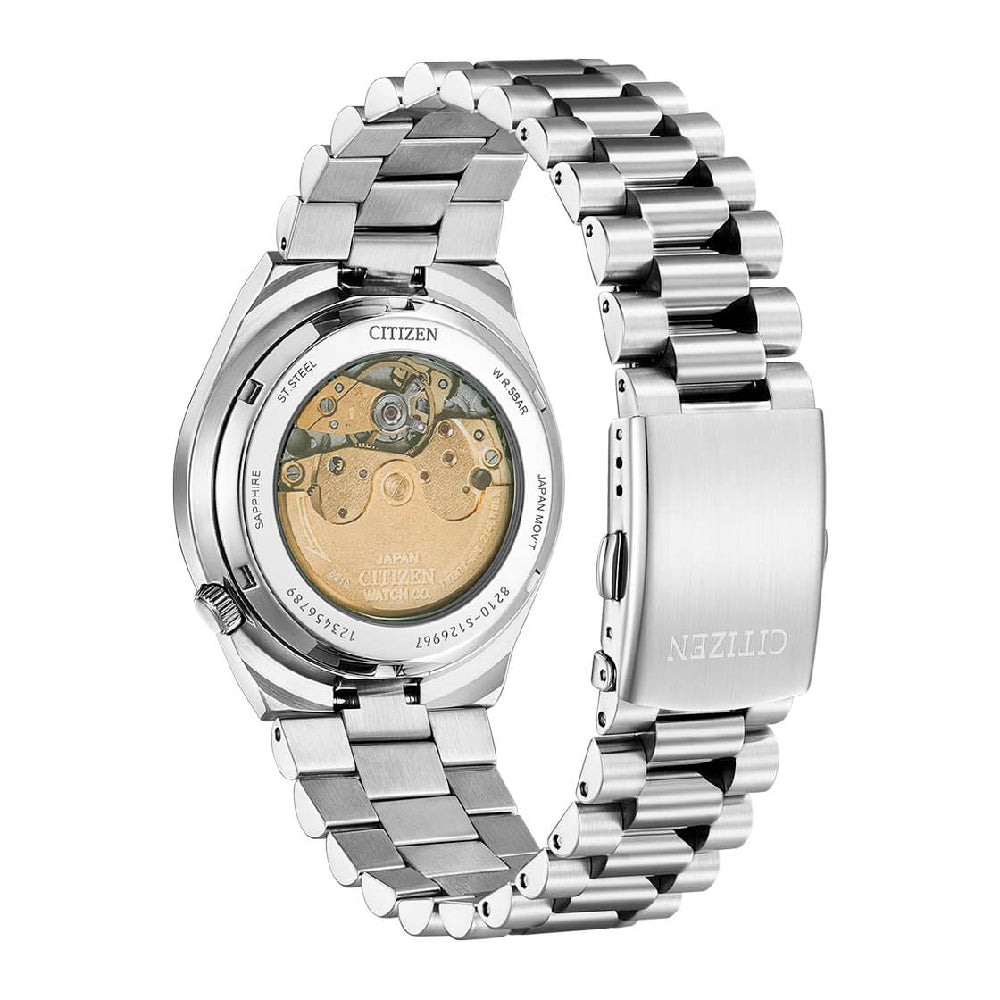 Orologio Uomo Citizen Automatico Maglia President Acciaio Nero Data NJ0150-81E