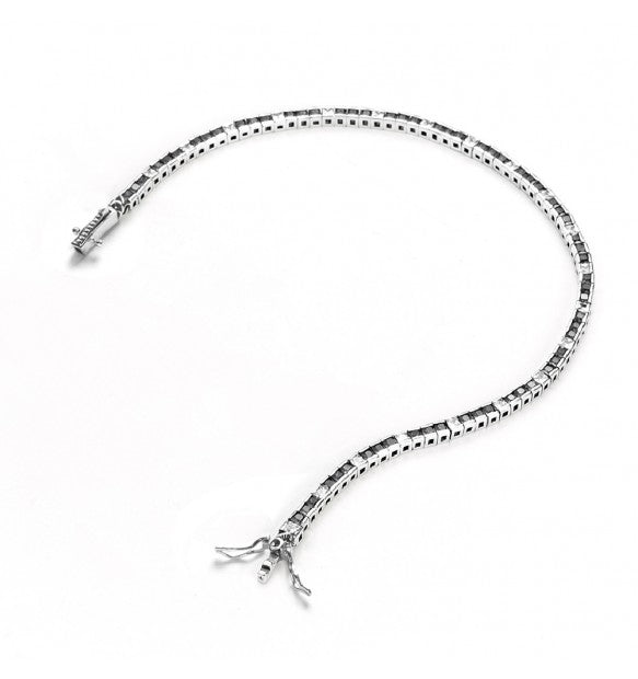 Bracciale Uomo Cesare Paciotti Argento 925 Tennis Zirconi Bianchi E Neri JPBR2314B/21