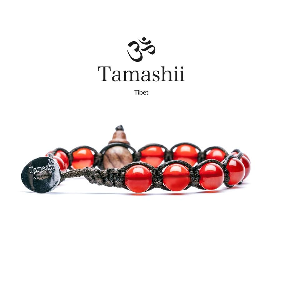 Bracciale Uomo Tamashii Pietra Agata Rosso Passione Porta Fortuna BHS900-124