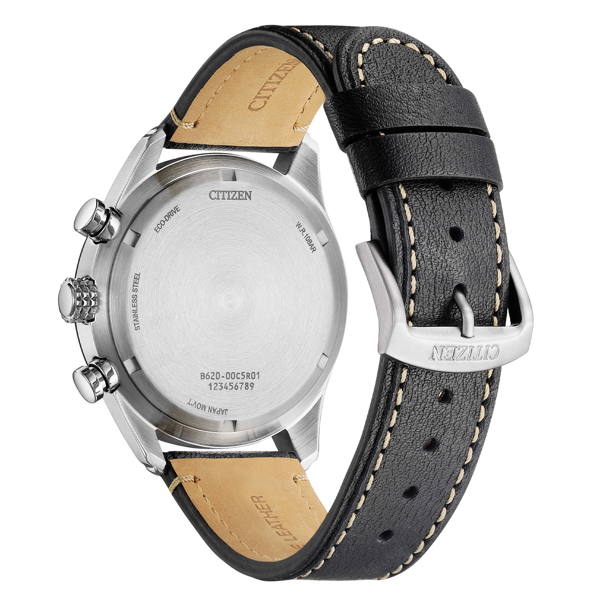 Orologio Uomo Citizen Nero Aviator Eco-Drive Cronografo Pelle Data CA4654-04E