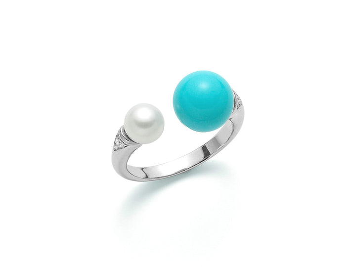 Anello Donna Miluna Argento 925 Perla Agglomerato Turchese PLI1511
