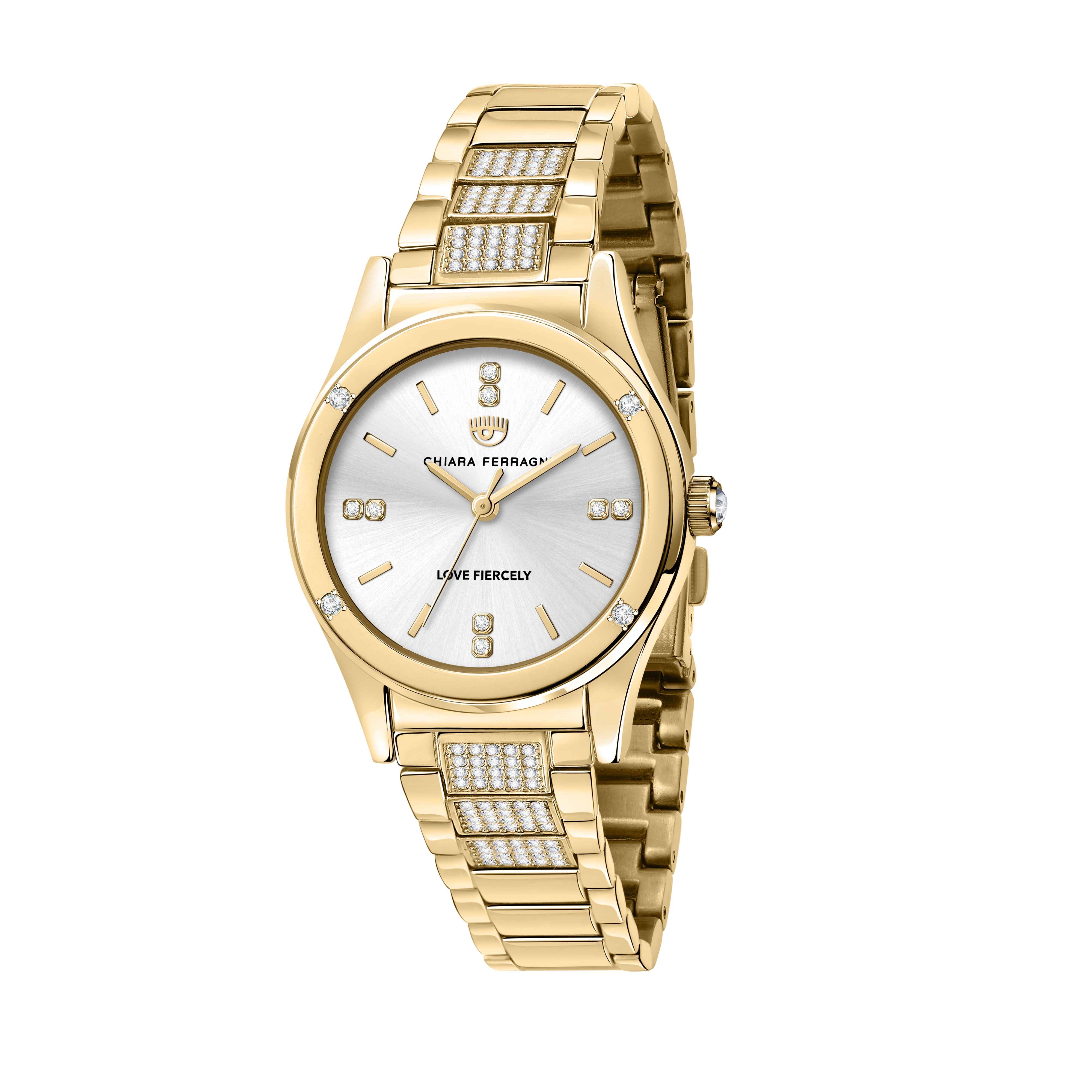 Orologio Donna Chiara Ferragni Quarzo Solo Tempo Acciaio Dorato Zirconi Bianchi
