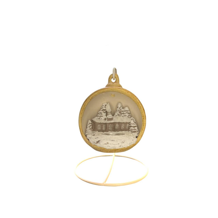 Sfera Di Natale Con Chiesa Ceramex 12 cm Gold 3095.3