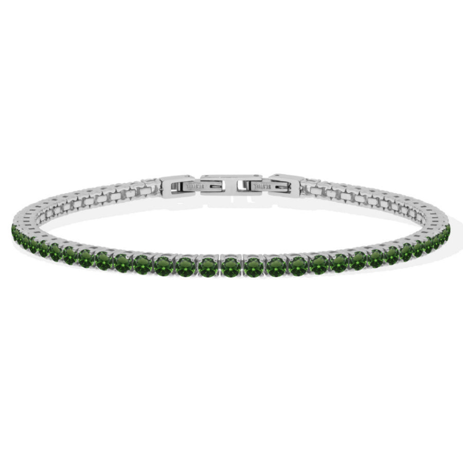 Bracciale Uomo Liu Jo Tennis Zirconi Verdi 3 MM Acciaio Lucido MLJ557