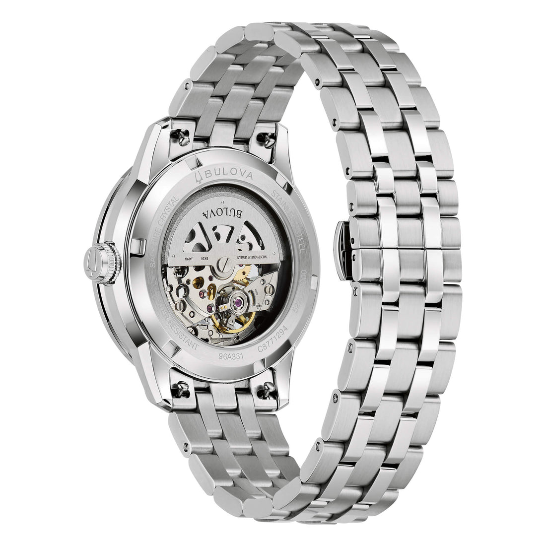 Orologio Uomo Bulova Automatico Sutton Acciaio Skeleton 96A331
