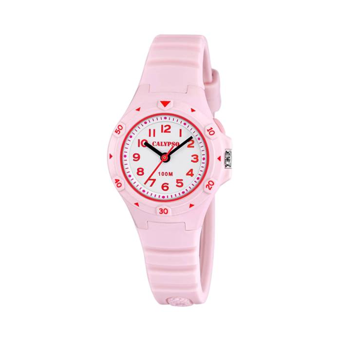Orologio Bambino Uomo Calypso Gomma Quarzo Solo Tempo Numeri rosa K5846/1