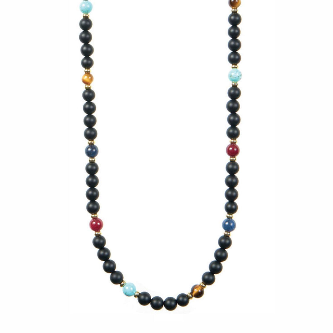 Collana Unisex Gerba Argento 925 Cotone Nero Pietre Multicolore Lucido C05