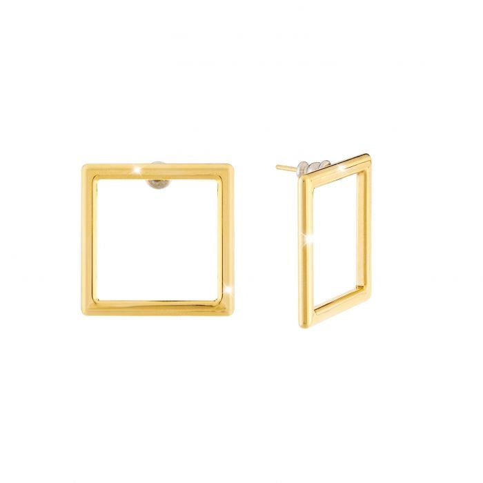 Orecchini Donna Rebecca Bronzo Placcato Oro Quadrato BLUOBO02