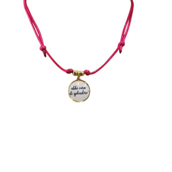 Collana Donna Re Mida Cordino Pendente Argento Dorato ABBI CURA DI SPLENDERE