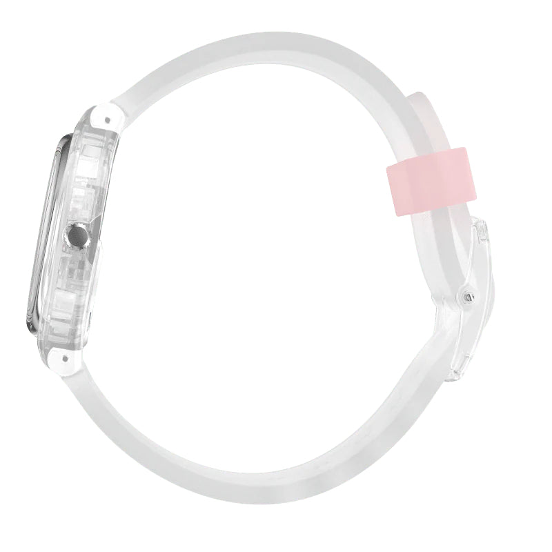 Orologio Donna Swatch Quarzo Solo Tempo Silicone Bianco Rosa Scheletro GE290