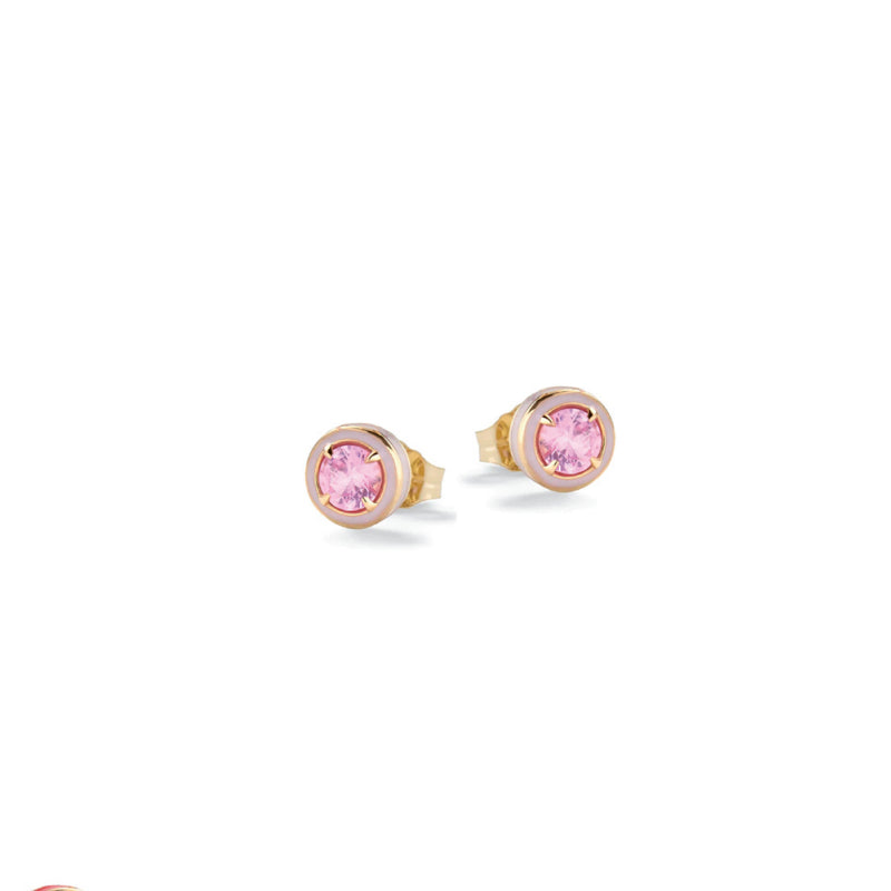 Orecchini Bambina Nanàn Argento Dorato 925 Punto Luce Smalto Rosa NAN0500