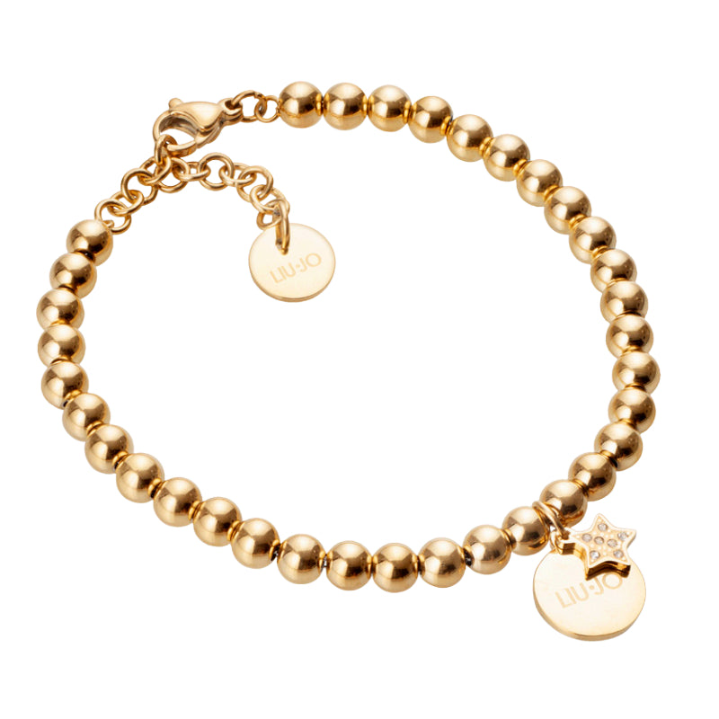Bracciale Donna Liu Jo Acciaio Dorato Ciondolo Stella Zirconi Bianchi LJ2184