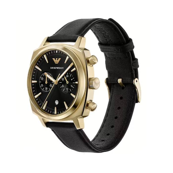 Orologio Uomo Emporio Armani Cronografo Quarzo Data Nero Dorato Pelle Pro-Planet Nero AR11690