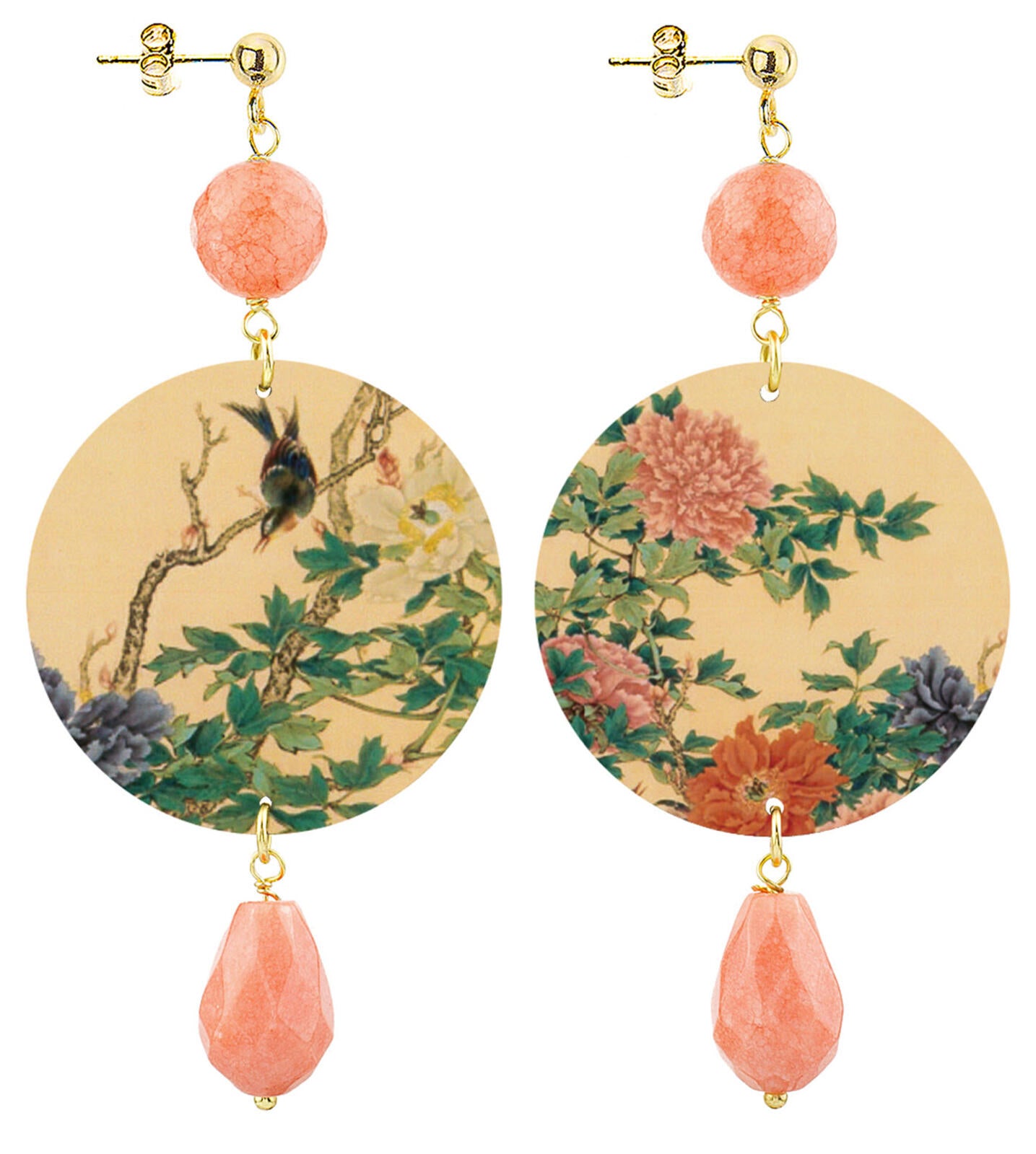 Orecchini Donna Lebole The Circle Fiori Rosa Schiacciati D/OR.339