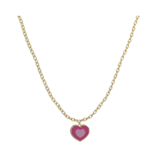 Collana bimbo Nanan oro 9Kt con ciondolo a forma di cuore smaltato NGLD0079