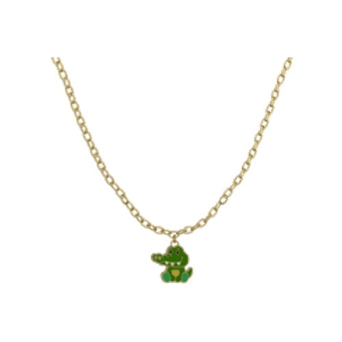 Collana bimbo Nanan oro 9Kt con ciondolo a Coccodrillo NGLD0074