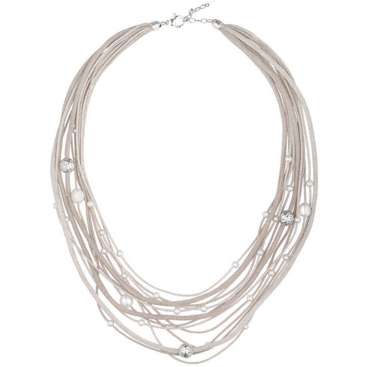 Collana Donna Borsari Silver Argento 925 Filato Metallico Perle Bianche CL-PIAN02S