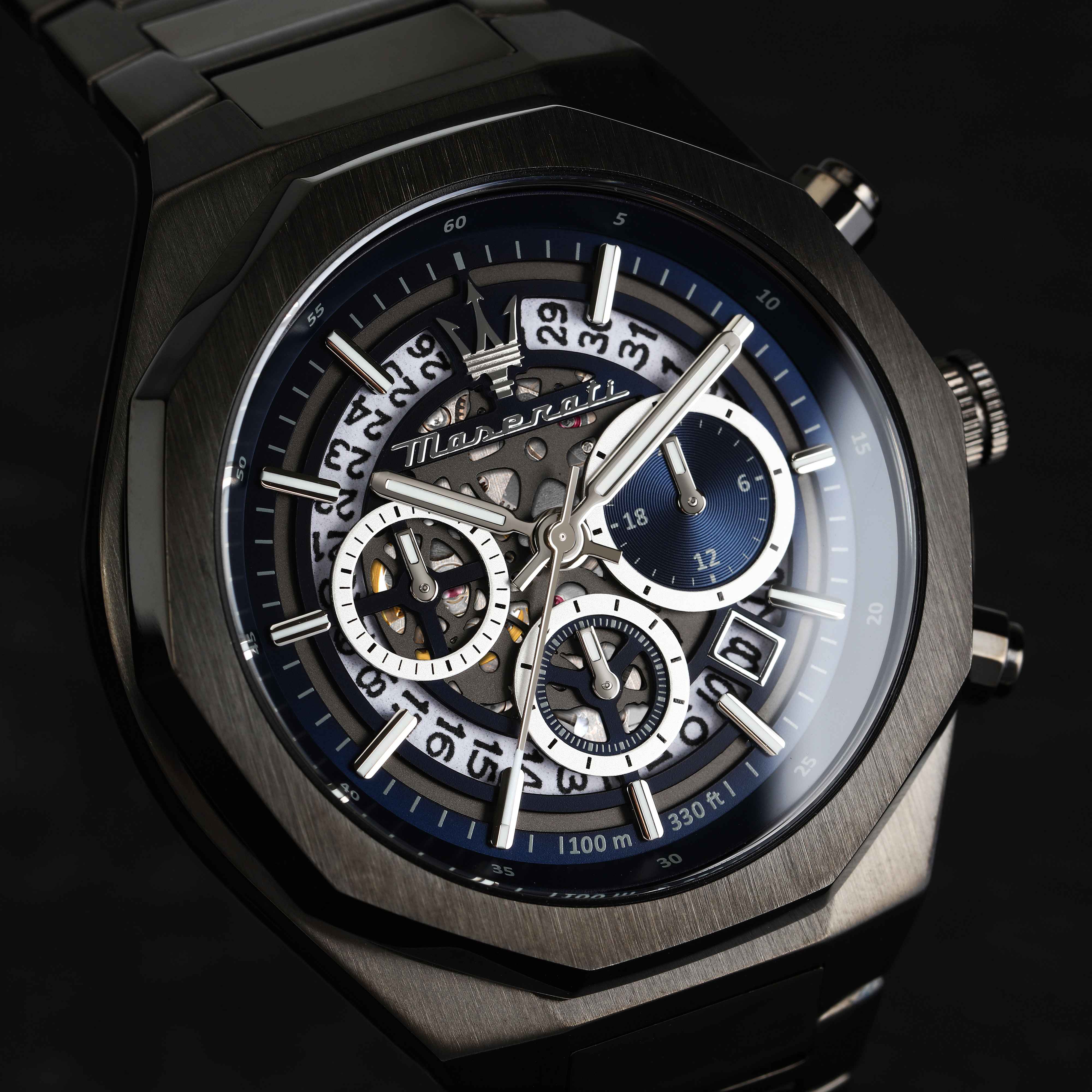 Orologio Uomo Maserati Acciaio Nero PVD Quarzo Cronografo Blu Data R8873642012