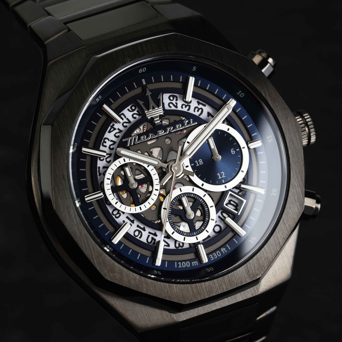Orologio Uomo Maserati Acciaio Nero PVD Quarzo Cronografo Blu Data R8873642012