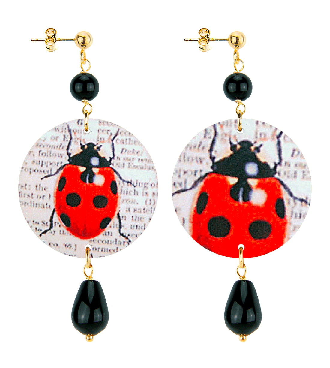Orecchini Donna Lebole In Ottone Con Pietre Naturali Coccinella The Circle Collection OR.83