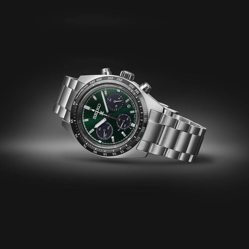 Orologio Uomo Seiko Montre Prospex Speedtimer Carica Solare Verde Nero SSC933P1