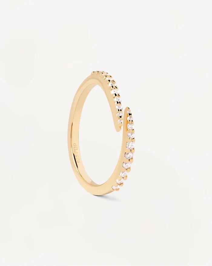 Anello PDPaola Donna Argento 925 Dorato Zirconi Bianchi AN01-805-14