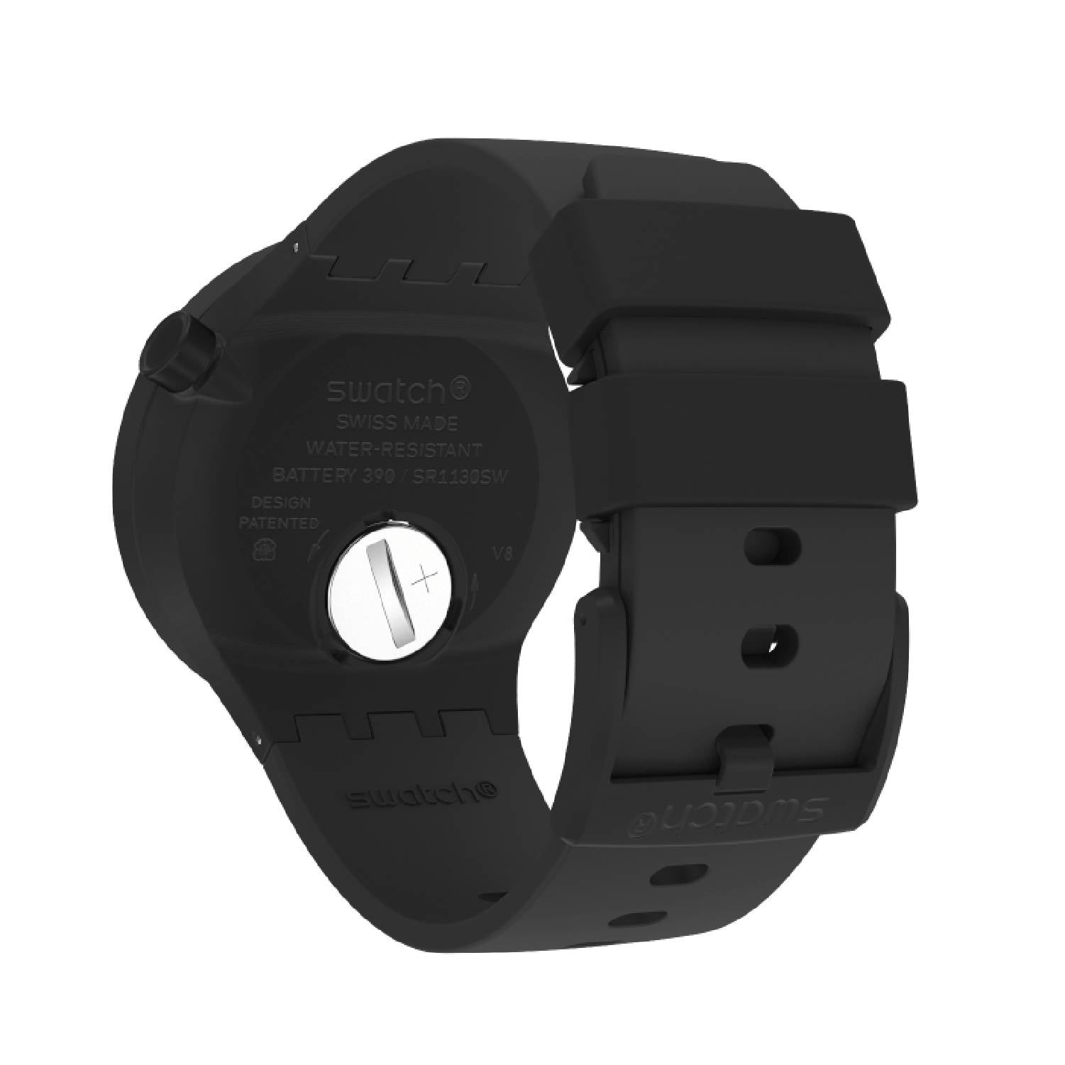 Orologio Uomo Swatch Gomma Nero Bioceramic Quarzo Solo Tempo Scheletrato SB03B100