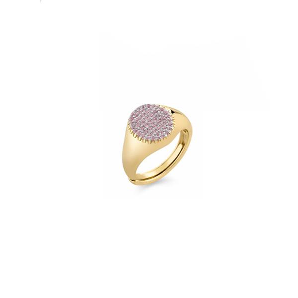 Anello Donna Sogni Mignolo Chevalier Ovale Argento Dorato Zirconi Rosa Regolabile AN129GRS
