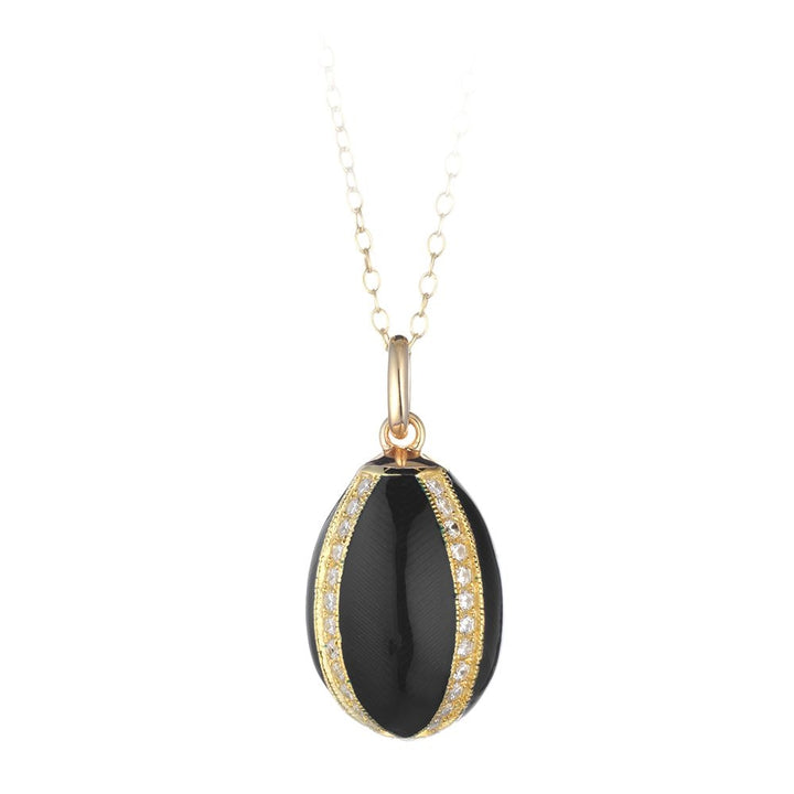 Ciondolo Tatiana Fabergé in Argento e Smalto nero con Zirconi – Peter Carl – F019B