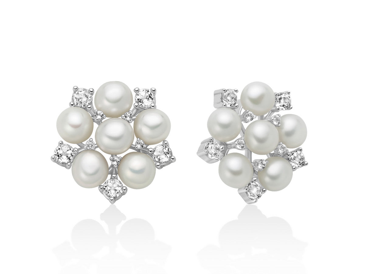 Orecchini Donna Miluna Perle Argento 925 Con Pietra Topazio Bianco PER2837