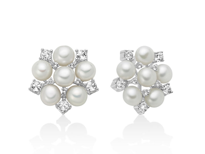 Orecchini Donna Miluna Perle Argento 925 Con Pietra Topazio Bianco PER2837