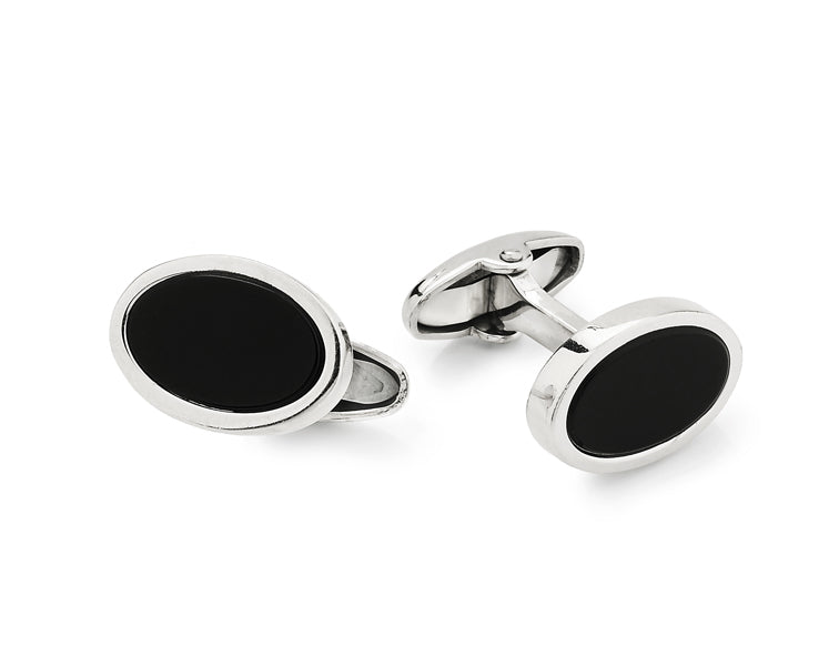 Gemelli Ovale Uomo Unoaerre Argento 925 Onice Nero 463818