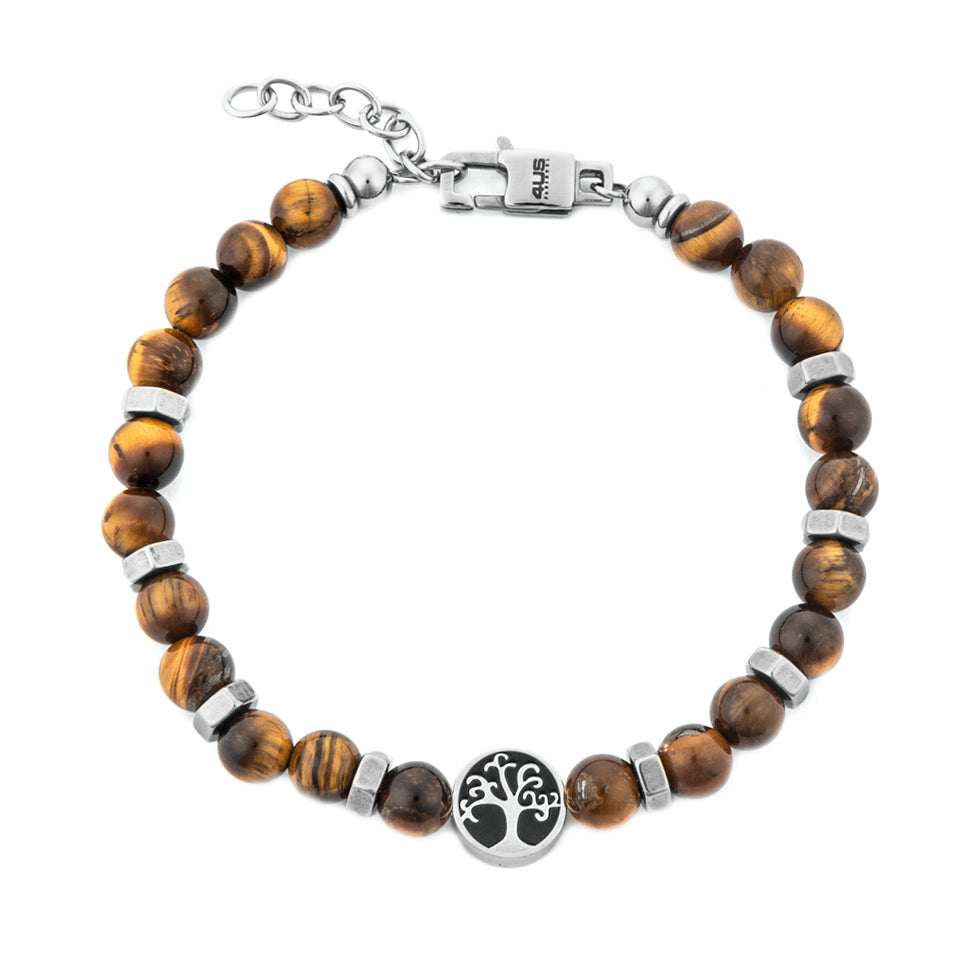 Bracciale 4US Cesare Paciotti Uomo Albero Della Vita Occhio Di Tigre 4UBR7541