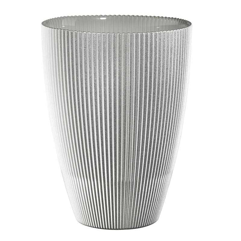 Vaso cristallo Onlylux Burano MIlle righe tondo Grigio perla 24 cm OL02113