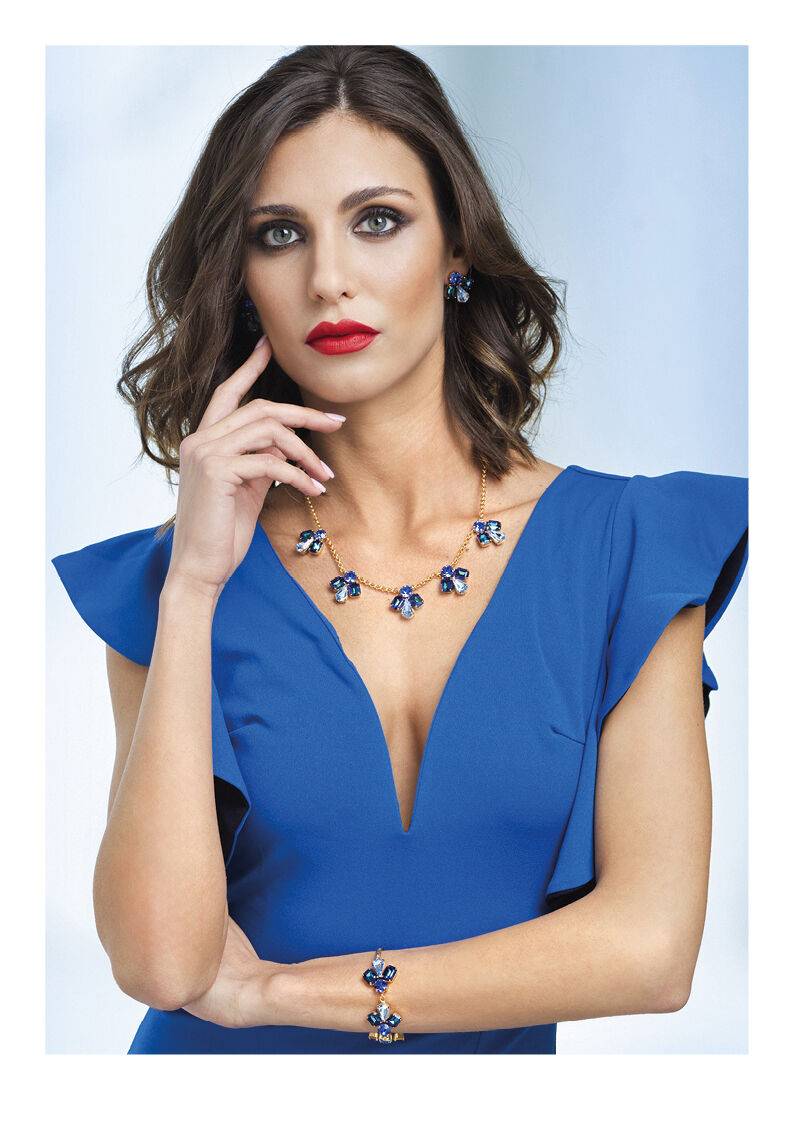 Orecchini Donna Ottaviani Bronzo Dorato Zirconi Blu 500950O