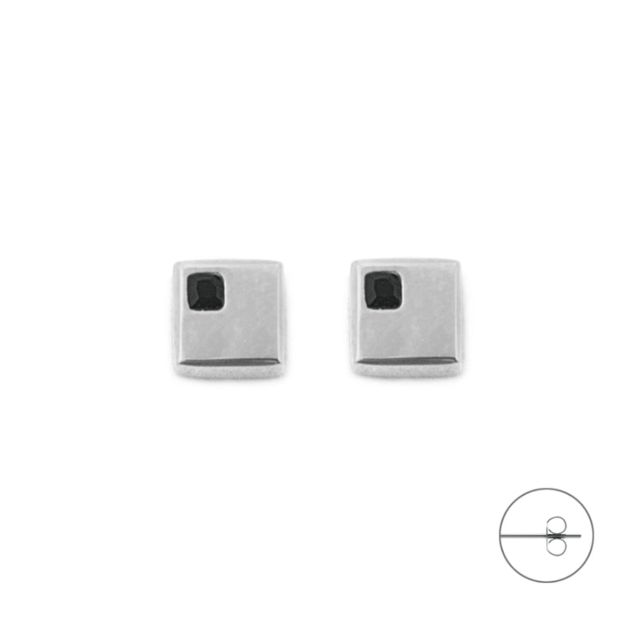 Orecchini Uomo 4US Cesare Paciotti Acciaio Quadrato Nero 4UOR7589